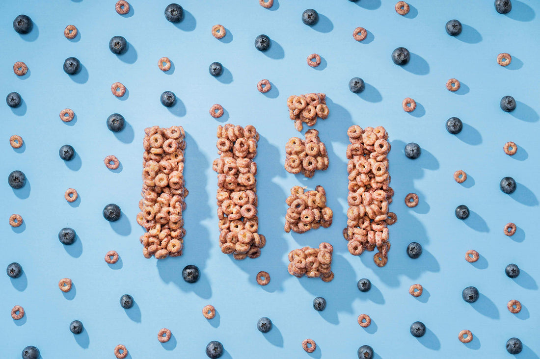 Blueberry Cheerio Bars on Blue