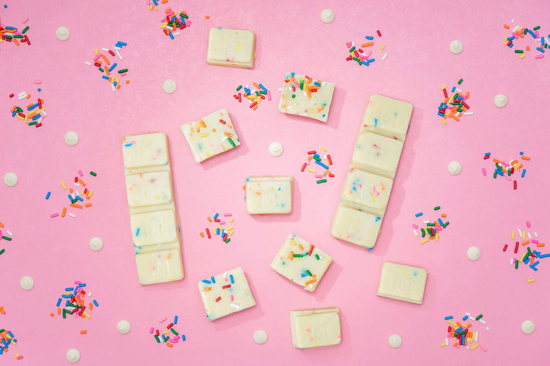 Funfetti Cake Batter Fudge On Pink