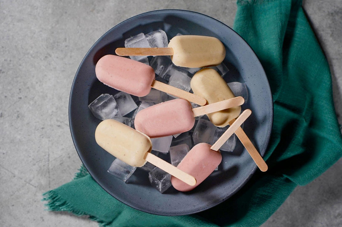 Strawberry and Banana Ice Cream Popsicles