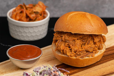 Pulled Pork Sandwich with Korean Kimchi BBQ Sauce