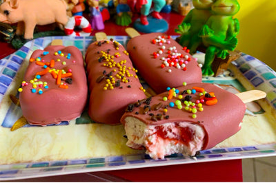 Infused Ruby Chocolate Covered Strawberry Swirled Ice Cream Bar