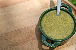 Cilantro Lime Dressing on Cutting Board