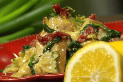 Pâtes au poulet, ail et citron à la toscane